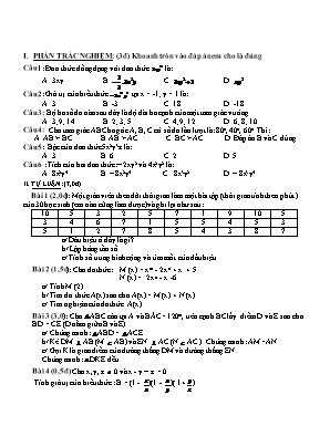 Đề thi học kì 2 môn Toán Khối 7